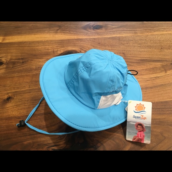 SwimZip Wide Brim Sun Hat  SPF 50+ - Aqua - NWT - Picture 2 of 7